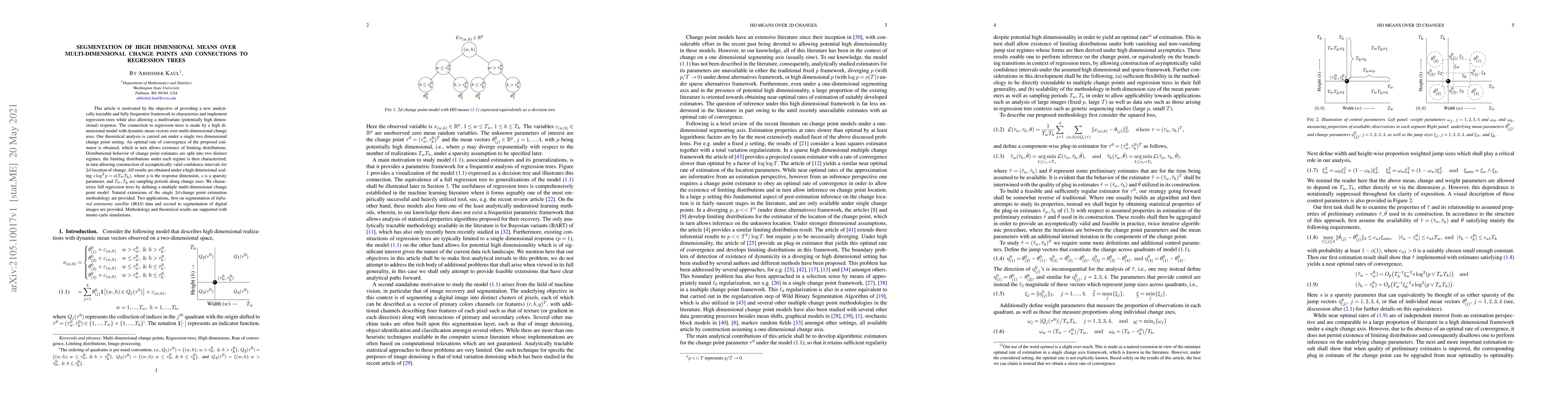Thumbnail for Segmentation of high dimensional means over multi-dimensional change
  points and connections to regression trees
