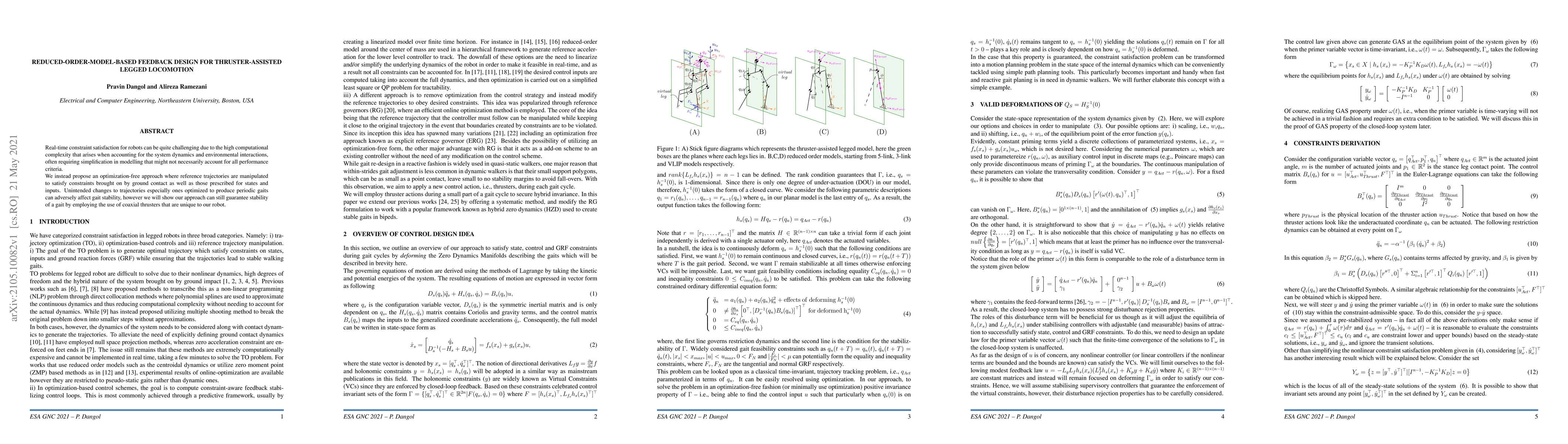Thumbnail for Reduced-Order-Model-Based Feedback Design for Thruster-Assisted Legged
  Locomotion