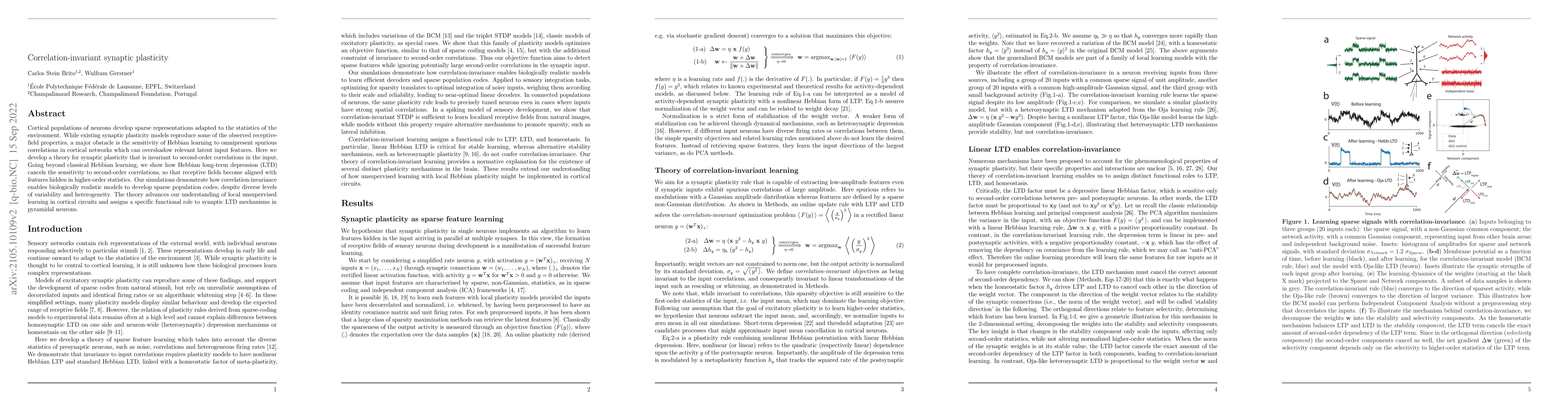 Thumbnail for Correlation-invariant synaptic plasticity