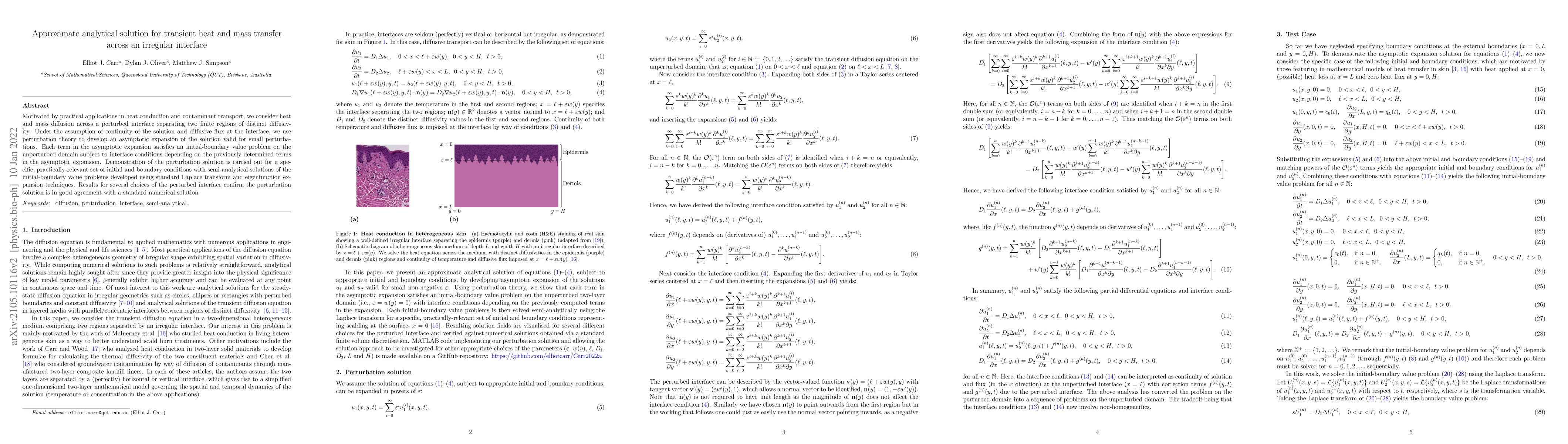 Thumbnail for Approximate analytical solution for transient heat and mass transfer
  across an irregular interface