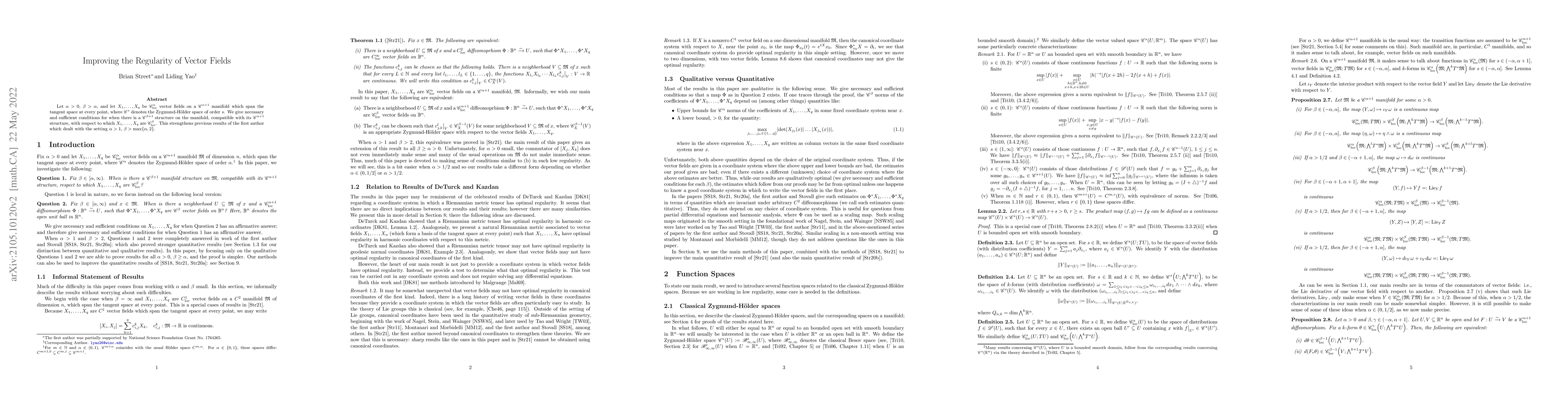 Thumbnail for Improving the Regularity of Vector Fields