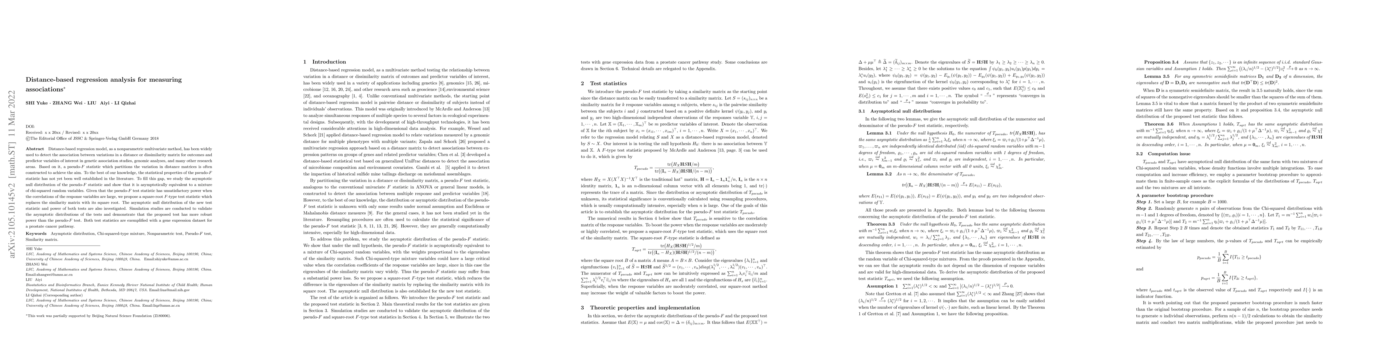 Thumbnail for Distance-based regression analysis for measuring associations