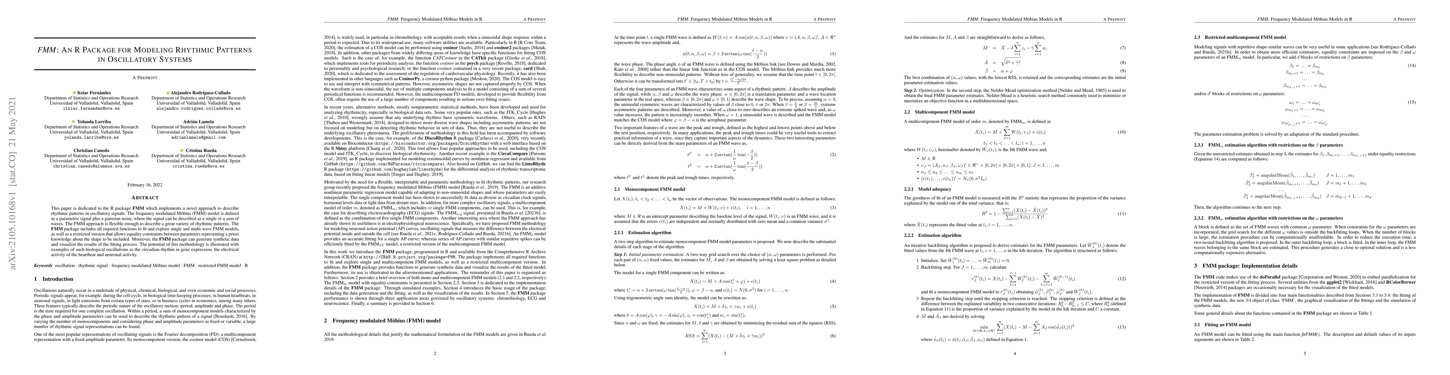 Thumbnail for FMM: An R Package for Modeling Rhythmic Patterns in Oscillatory Systems