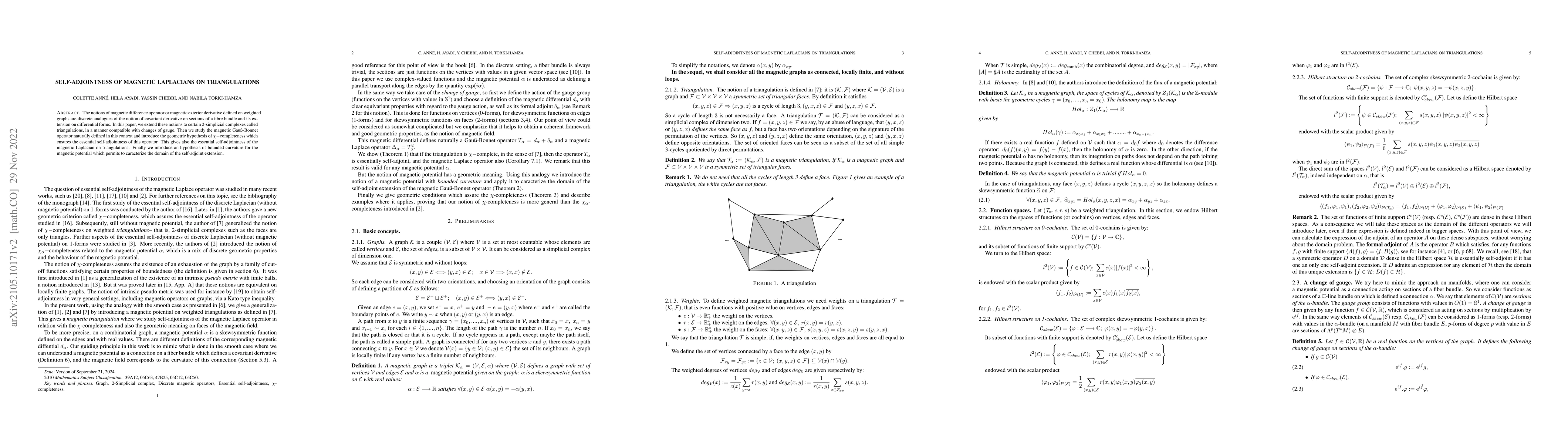 Thumbnail for Self-adjointness of magnetic laplacians on triangulations