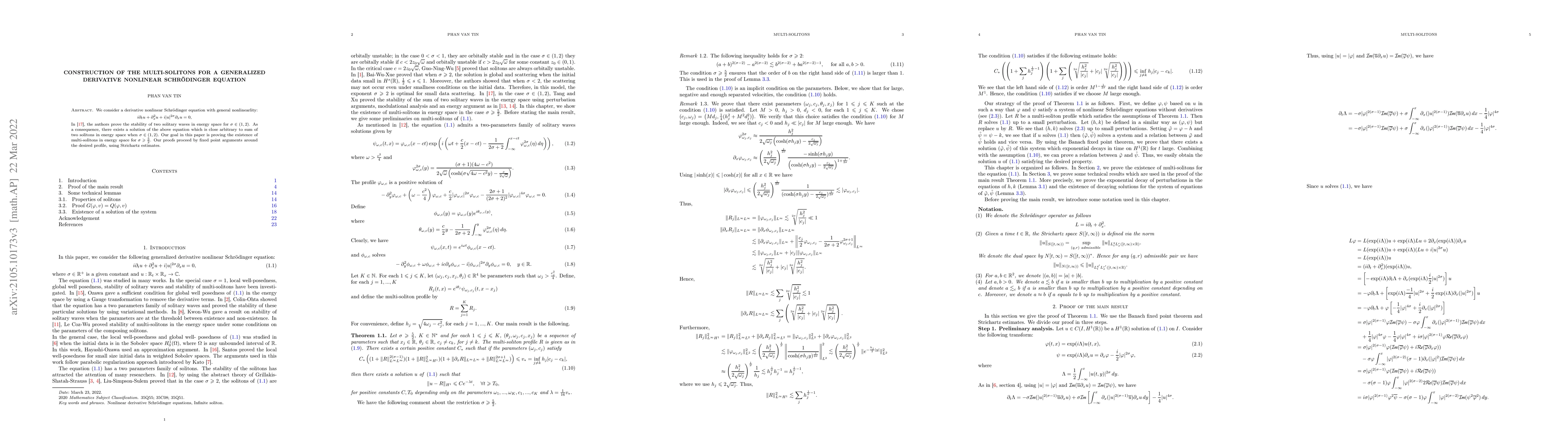Thumbnail for Construction of the multi-soliton trains for a generalized derivative
  nonlinear Schr\''odinger equations by a fixed point method