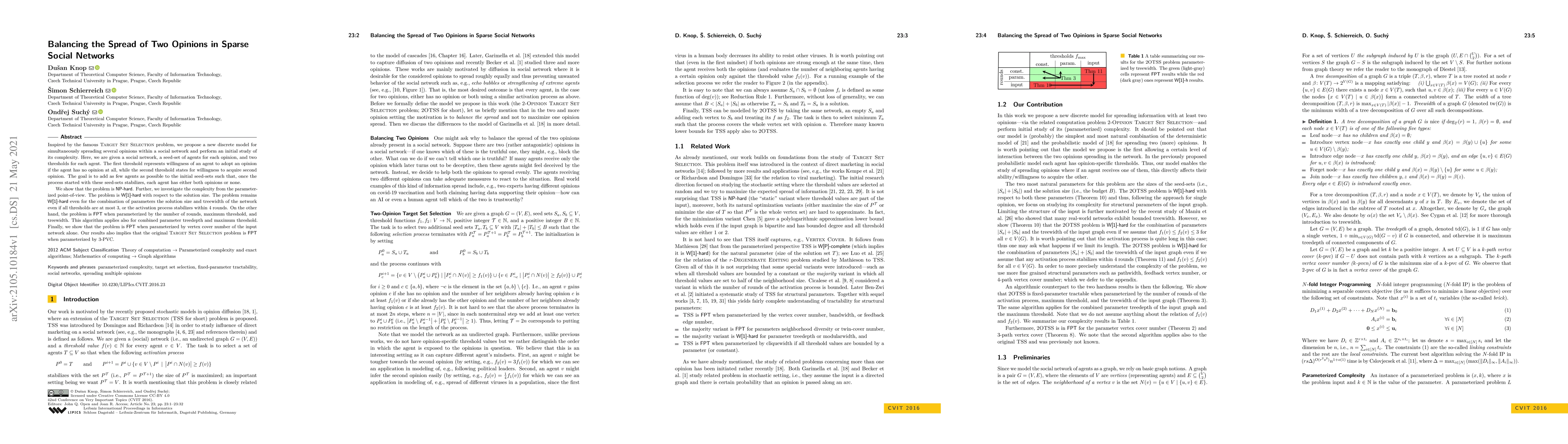 Thumbnail for Balancing the Spread of Two Opinions in Sparse Social Networks