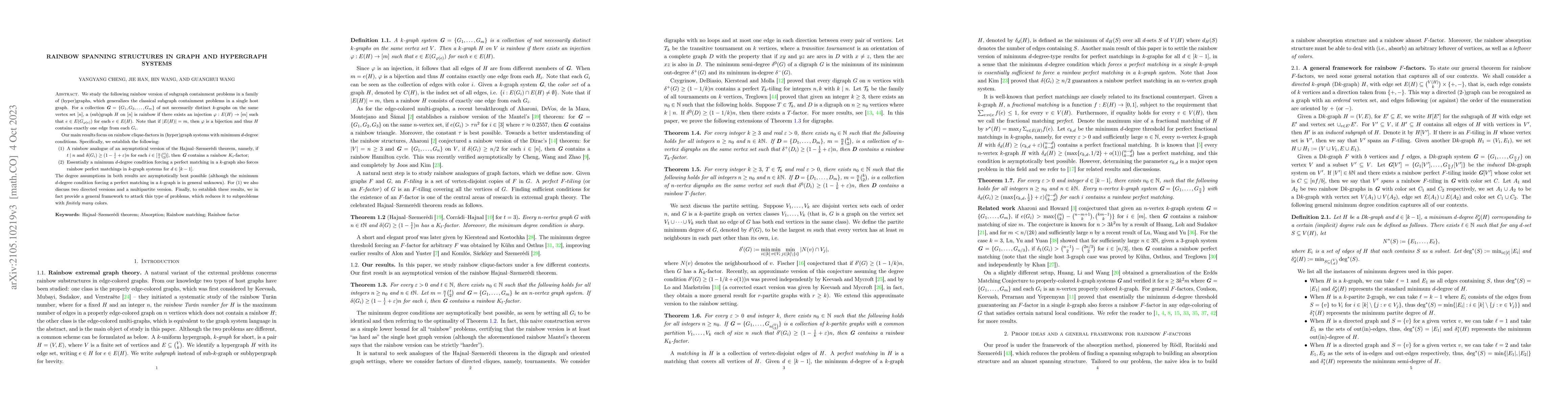 Thumbnail for Rainbow spanning structures in graph and hypergraph systems