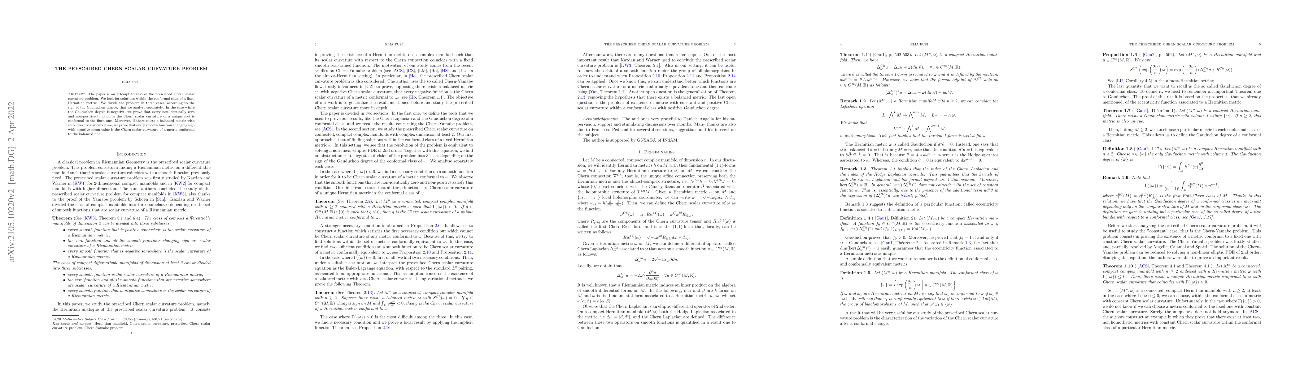 Thumbnail for The prescribed Chern scalar curvature problem