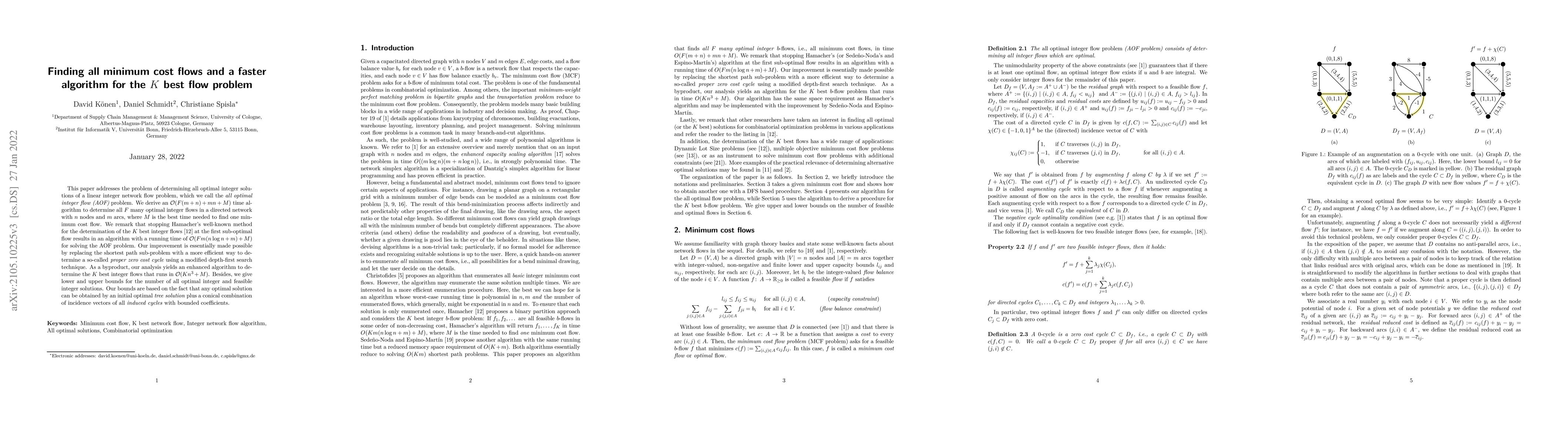 Thumbnail for Finding all minimum cost flows and a faster algorithm for the K best
  flow problem
