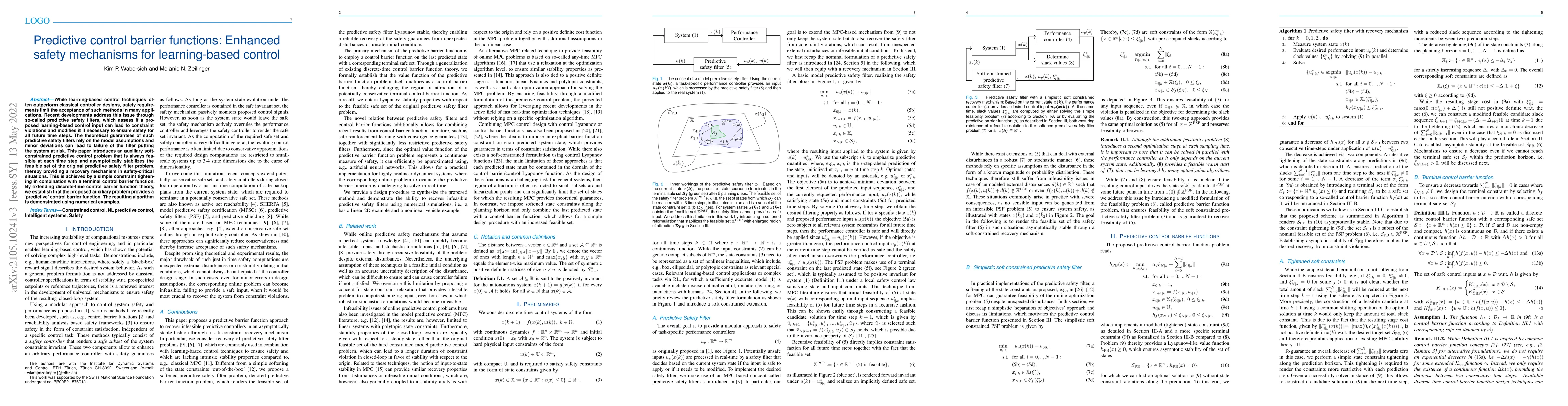Thumbnail for Predictive control barrier functions: Enhanced safety mechanisms for
  learning-based control