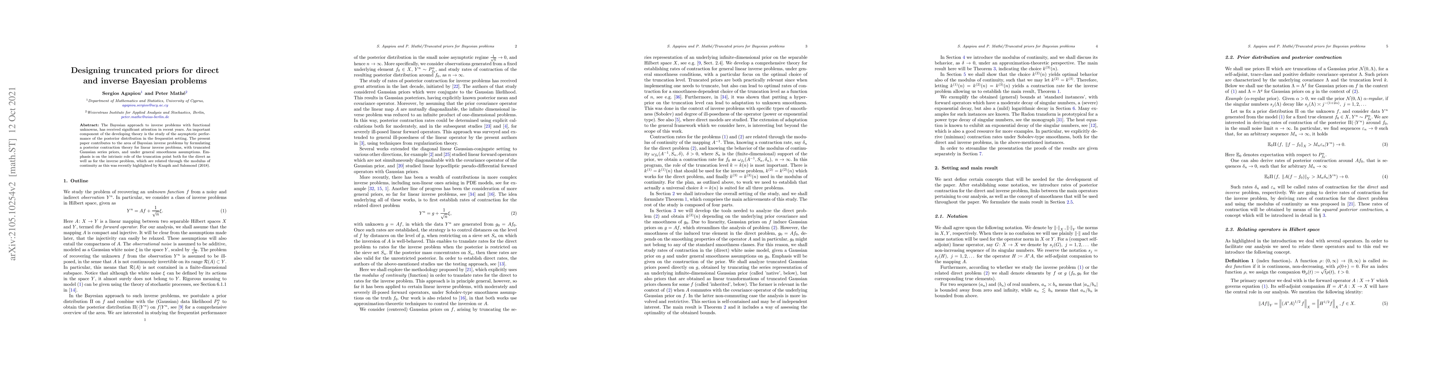 Thumbnail for Designing truncated priors for direct and inverse Bayesian problems