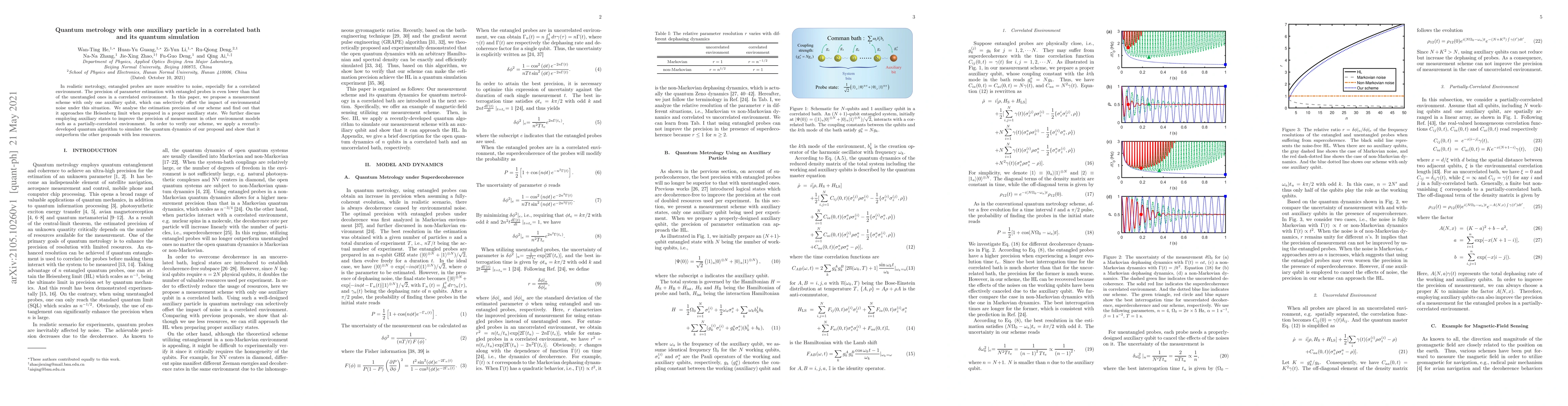 Thumbnail for Quantum metrology with one auxiliary particle in a correlated bath and
  its quantum simulation