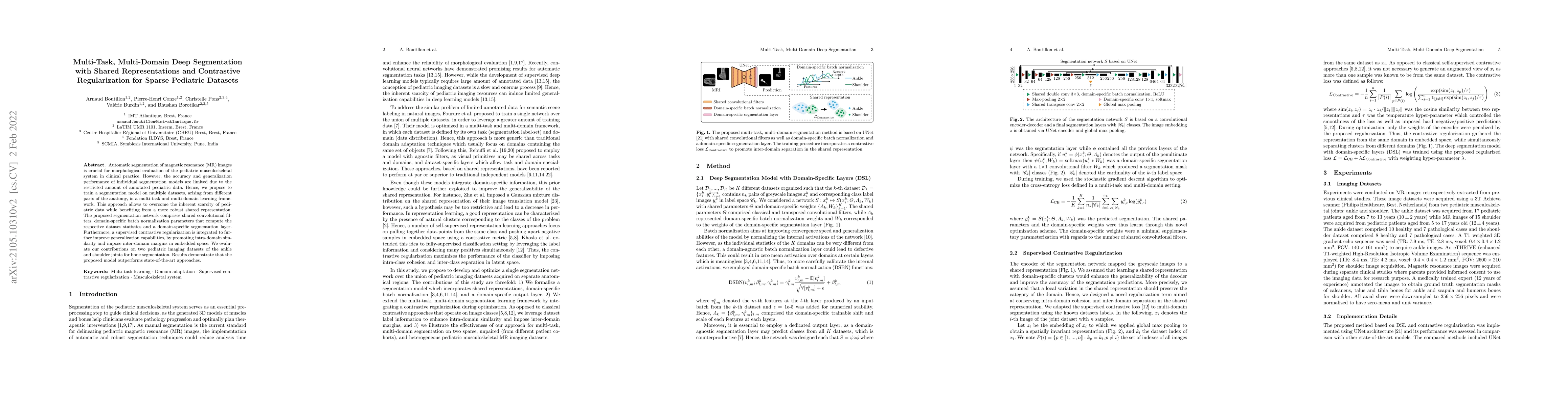 Thumbnail for Multi-Task, Multi-Domain Deep Segmentation with Shared Representations
  and Contrastive Regularization for Sparse Pediatric Datasets
