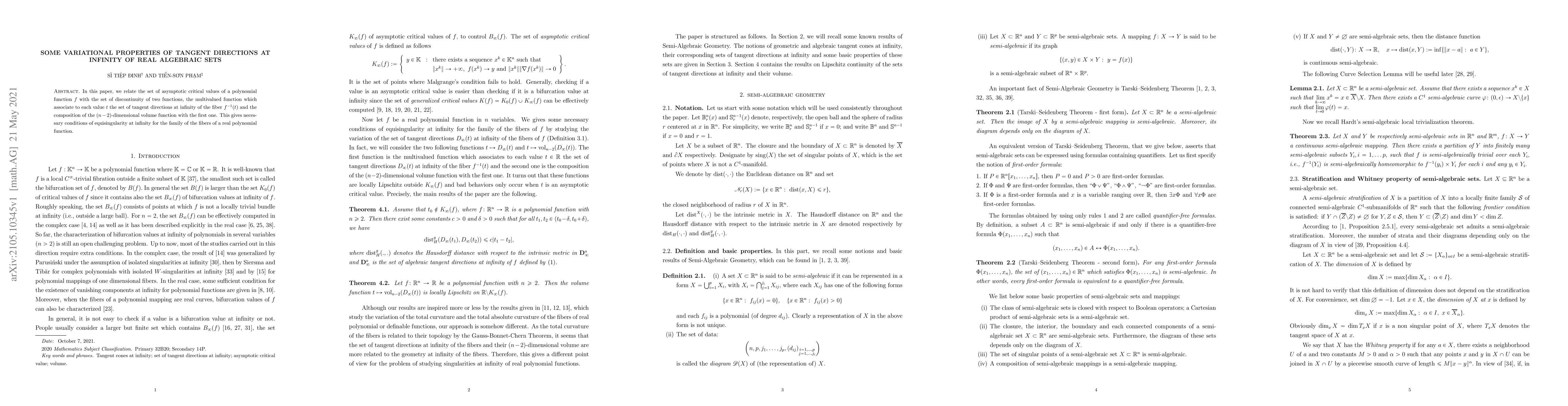 Thumbnail for Some variational properties of tangent directions at infinity of real
  algebraic sets
