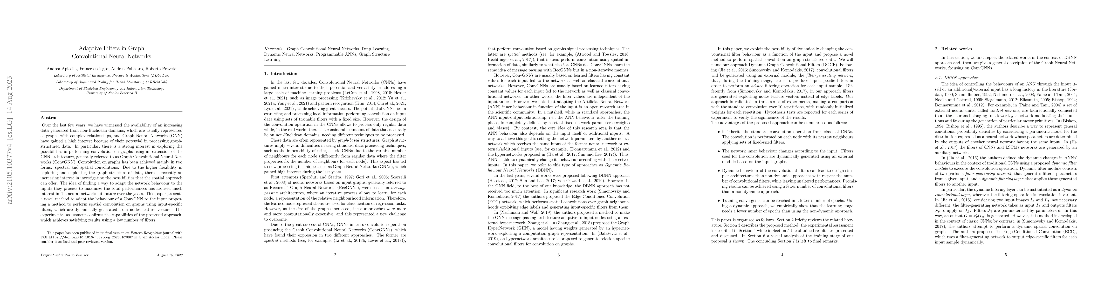 Thumbnail for Adaptive Filters in Graph Convolutional Neural Networks
