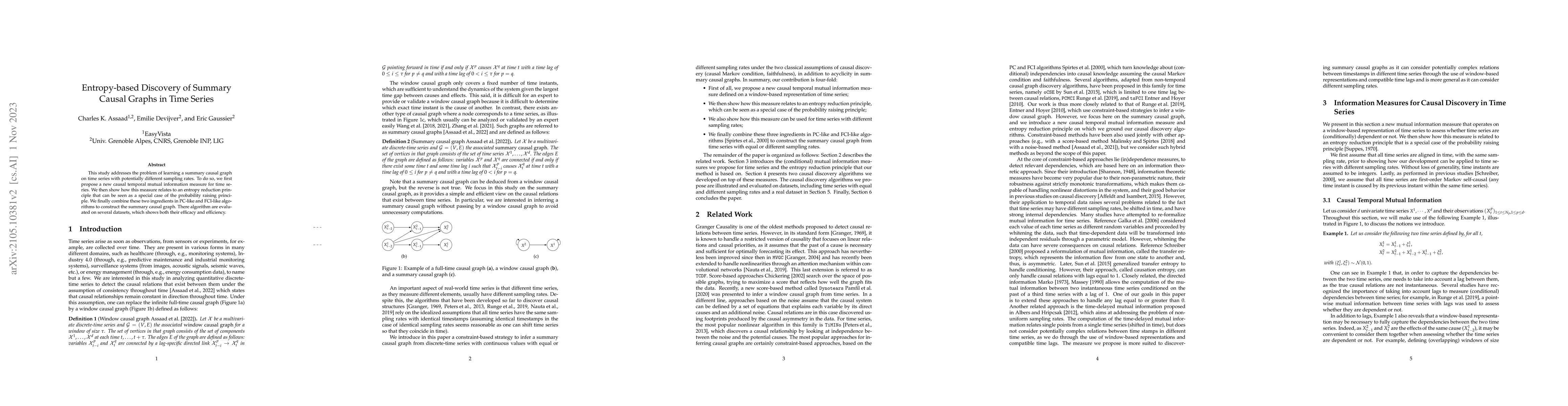 Thumbnail for Entropy-based Discovery of Summary Causal Graphs in Time Series