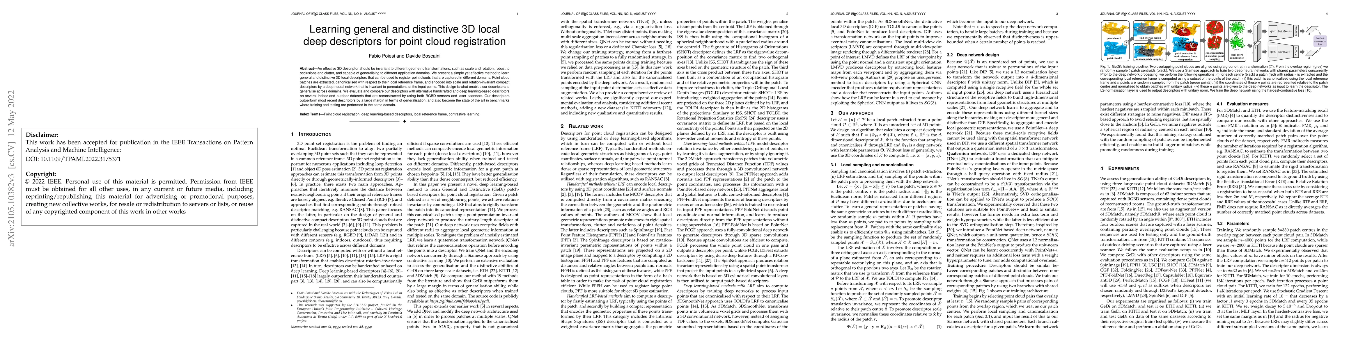 Thumbnail for Learning general and distinctive 3D local deep descriptors for point
  cloud registration