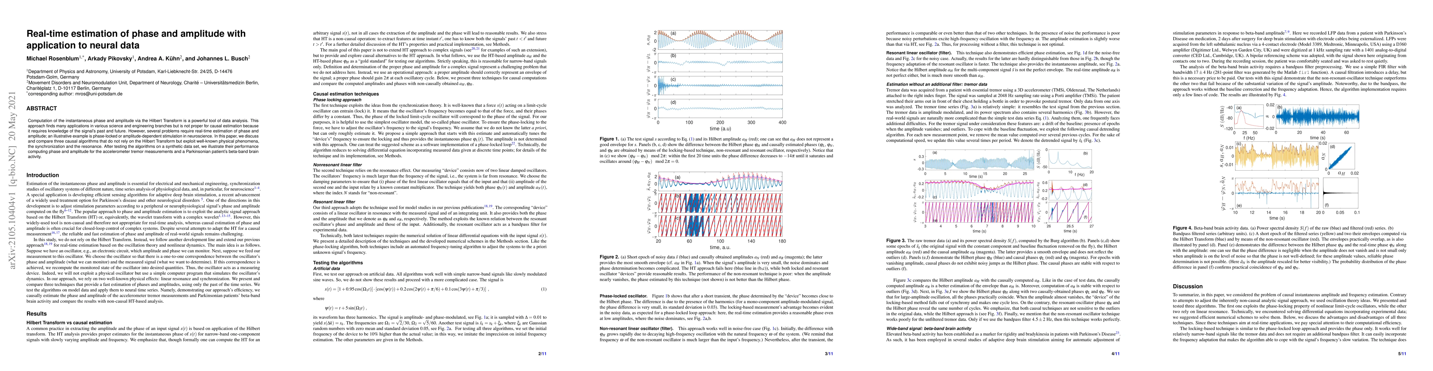 Thumbnail for Real-time estimation of phase and amplitude with application to neural
  data