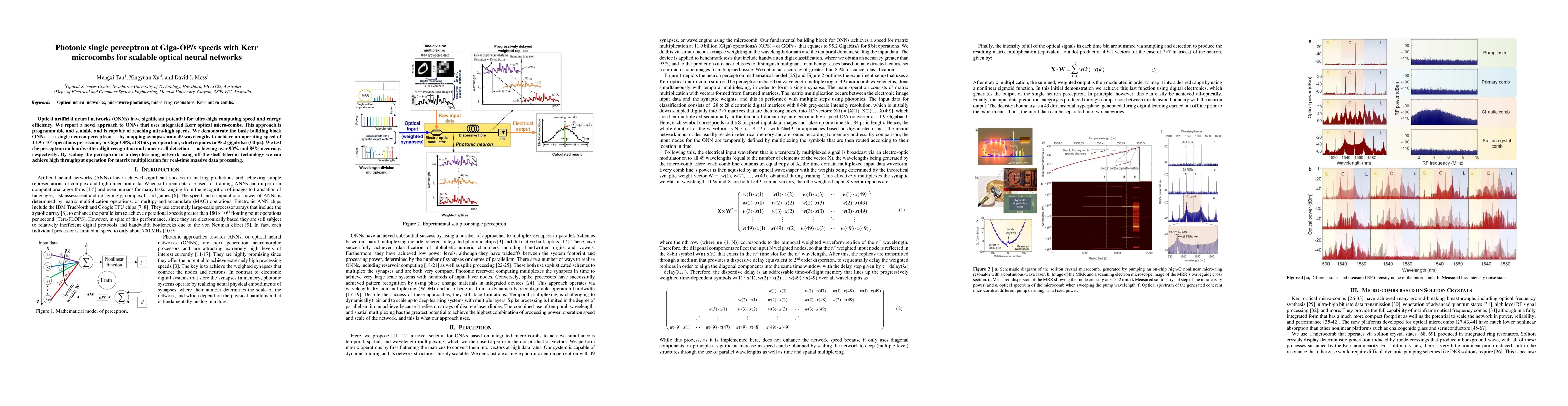 Thumbnail for Photonic single perceptron at Giga-OP/s speeds with Kerr microcombs for
  scalable optical neural networks