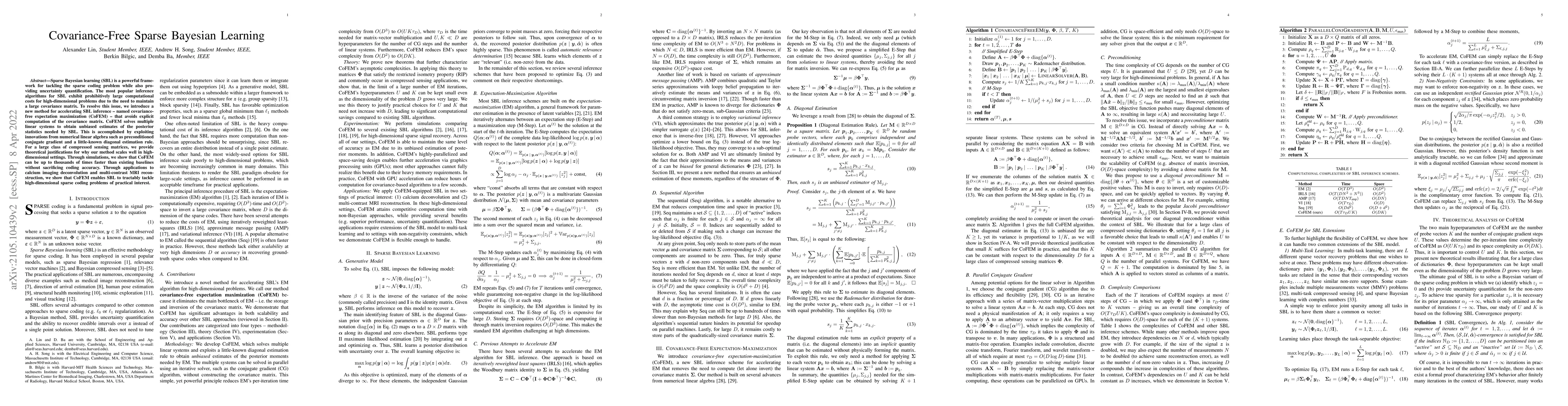 Thumbnail for Covariance-Free Sparse Bayesian Learning