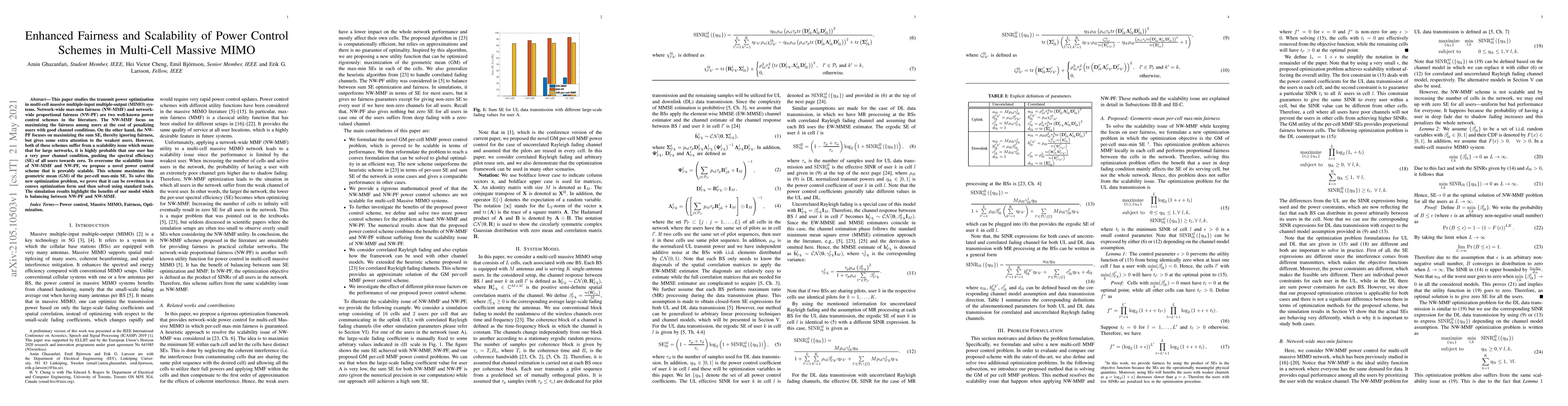 Thumbnail for Enhanced Fairness and Scalability of Power Control Schemes in Multi-Cell
  Massive MIMO