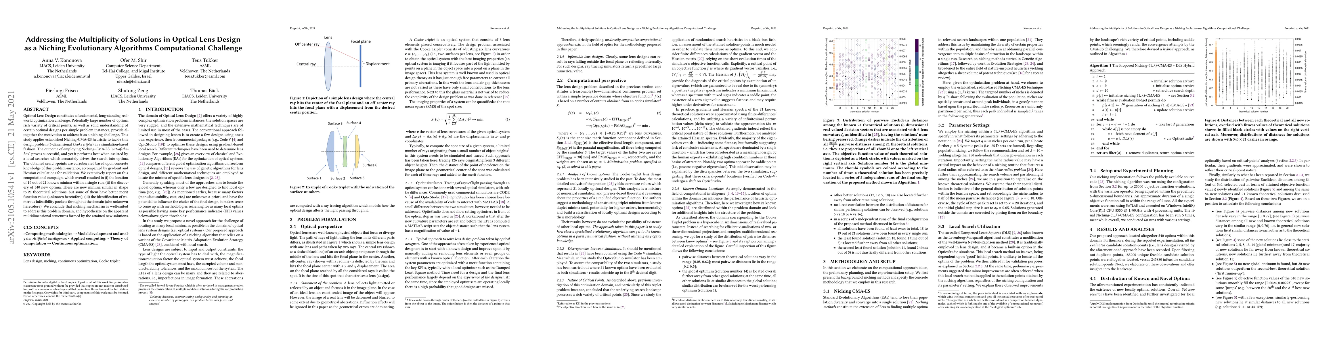 Thumbnail for Addressing the Multiplicity of Solutions in Optical Lens Design as a
  Niching Evolutionary Algorithms Computational Challenge