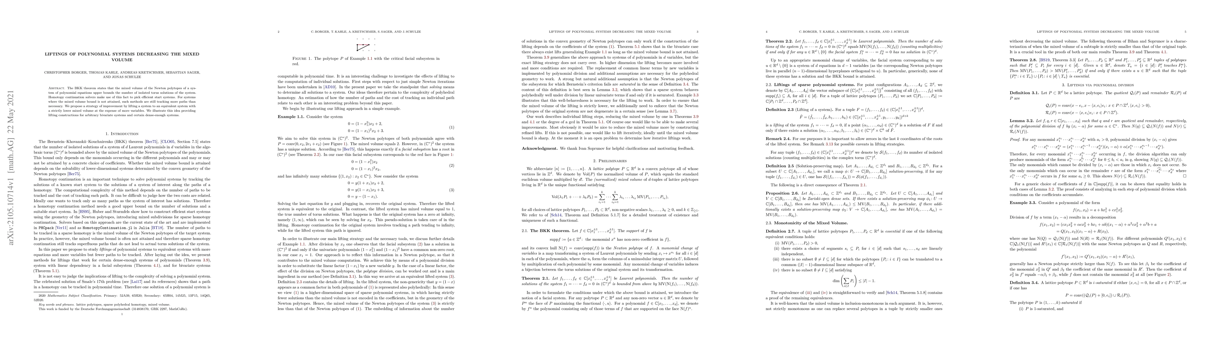 Thumbnail for Liftings of polynomial systems decreasing the mixed volume