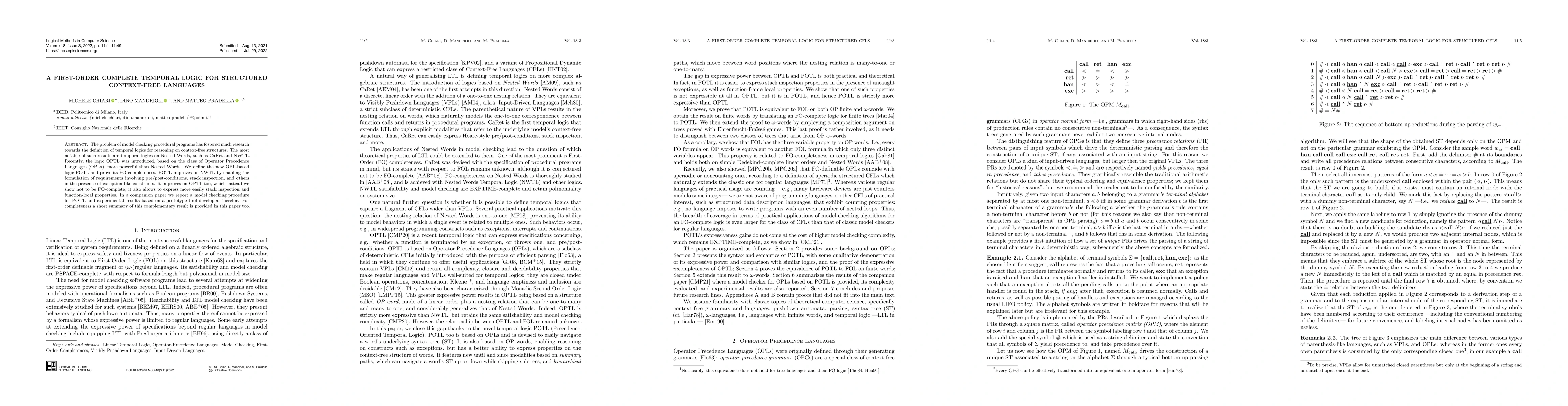 Thumbnail for A First-Order Complete Temporal Logic for Structured Context-Free
  Languages
