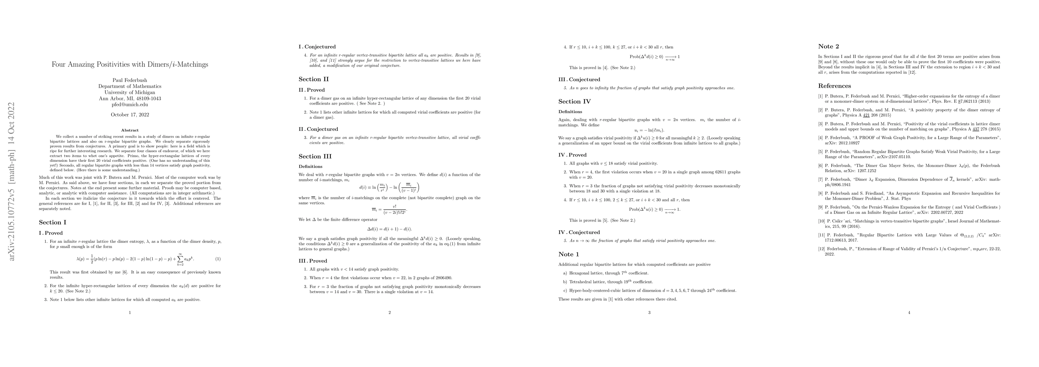 Thumbnail for Four Amazing Positivities with Dimers/i-Matchings