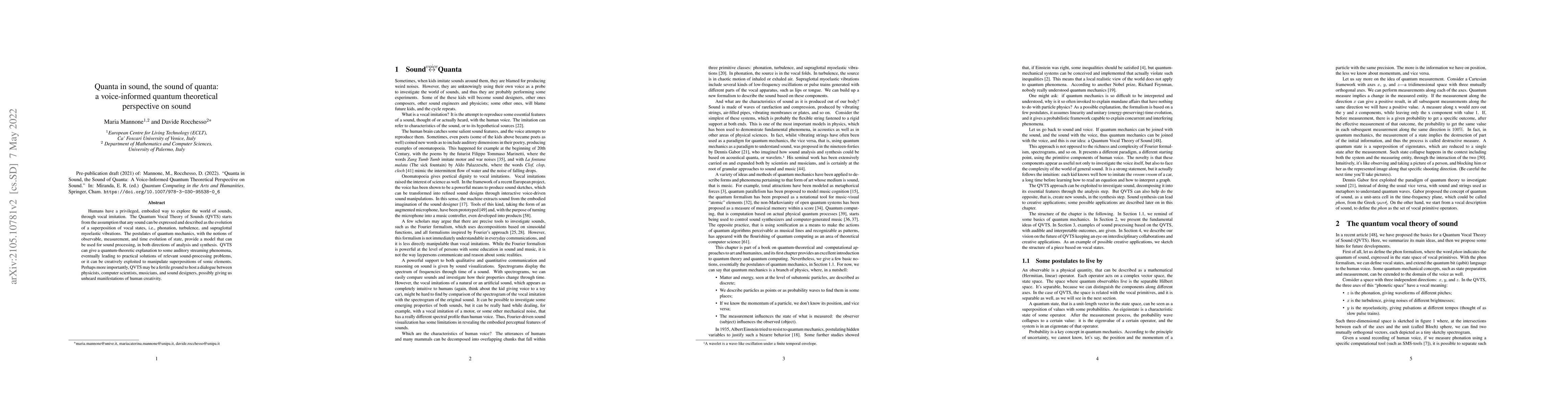 Thumbnail for Quanta in sound, the sound of quanta: a voice-informed quantum
  theoretical perspective on sound