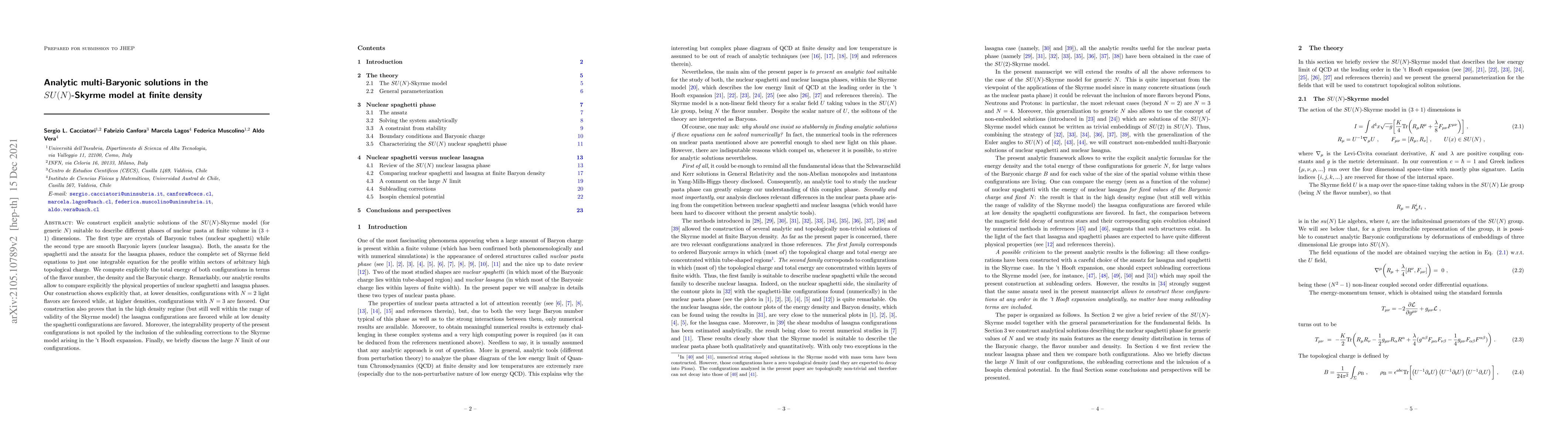Thumbnail for Analytic multi-Baryonic solutions in the SU(N)-Skyrme model at finite
  density