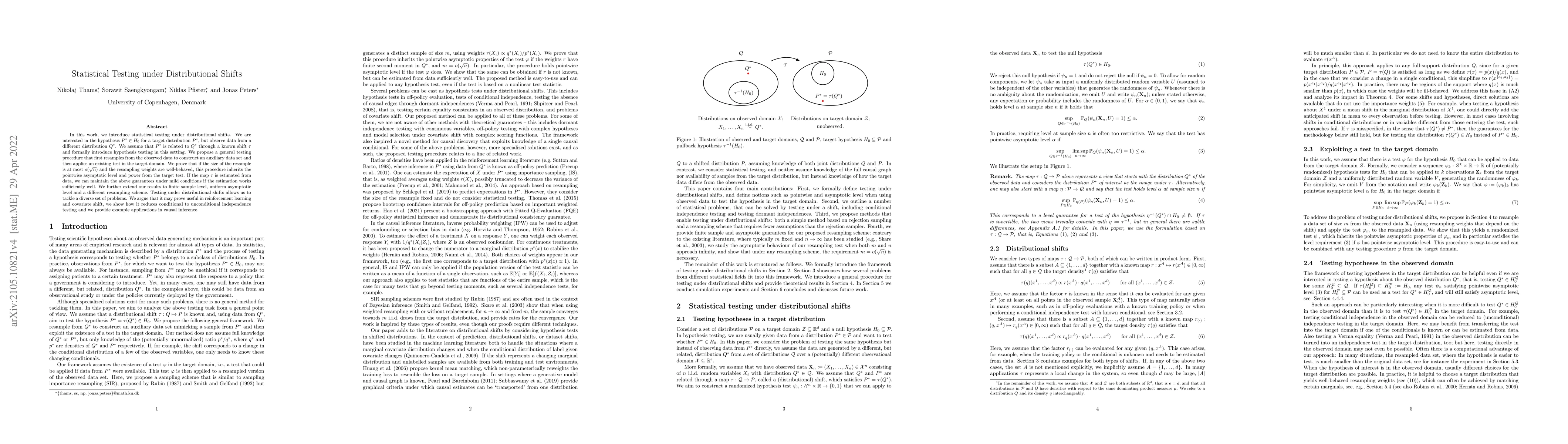 Thumbnail for Statistical Testing under Distributional Shifts