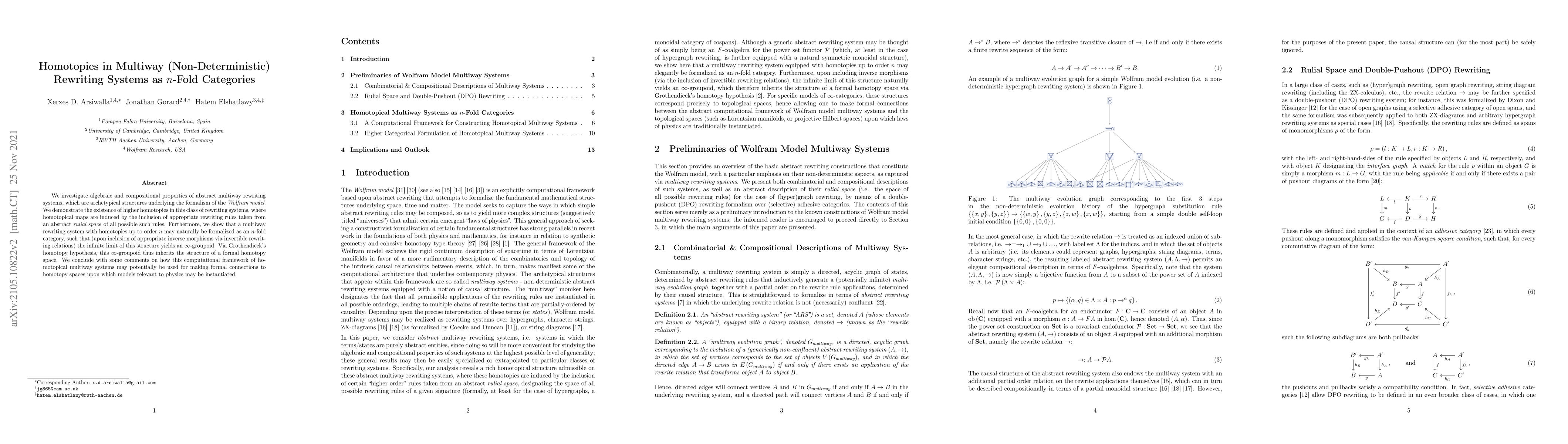 Thumbnail for Homotopies in Multiway (Non-Deterministic) Rewriting Systems as $n$-Fold
  Categories