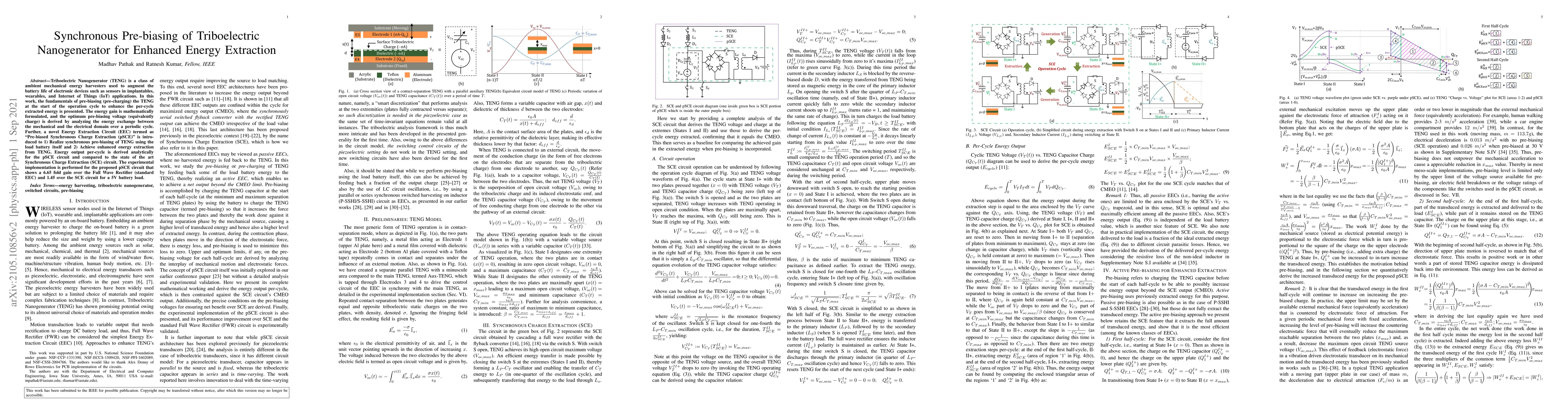 Thumbnail for Synchronous Pre-biasing of Triboelectric Nanogenerator for Enhanced
  Energy Extraction