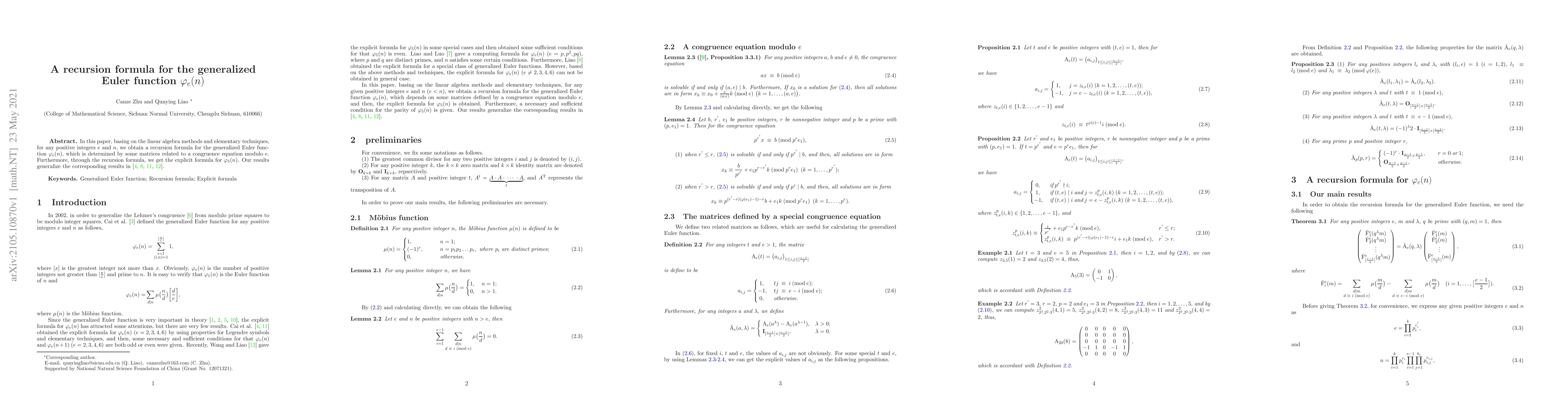 Thumbnail for A recursion formula for the generalized Euler function $ \varphi_e(n) $