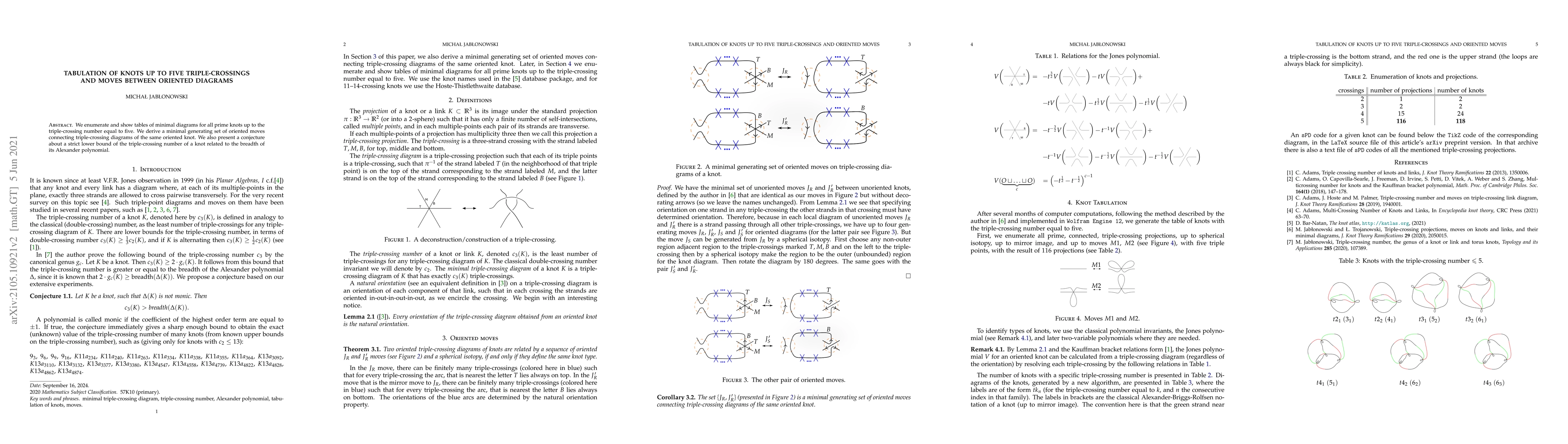 Thumbnail for Tabulation of knots up to five triple-crossings and moves between
  oriented diagrams