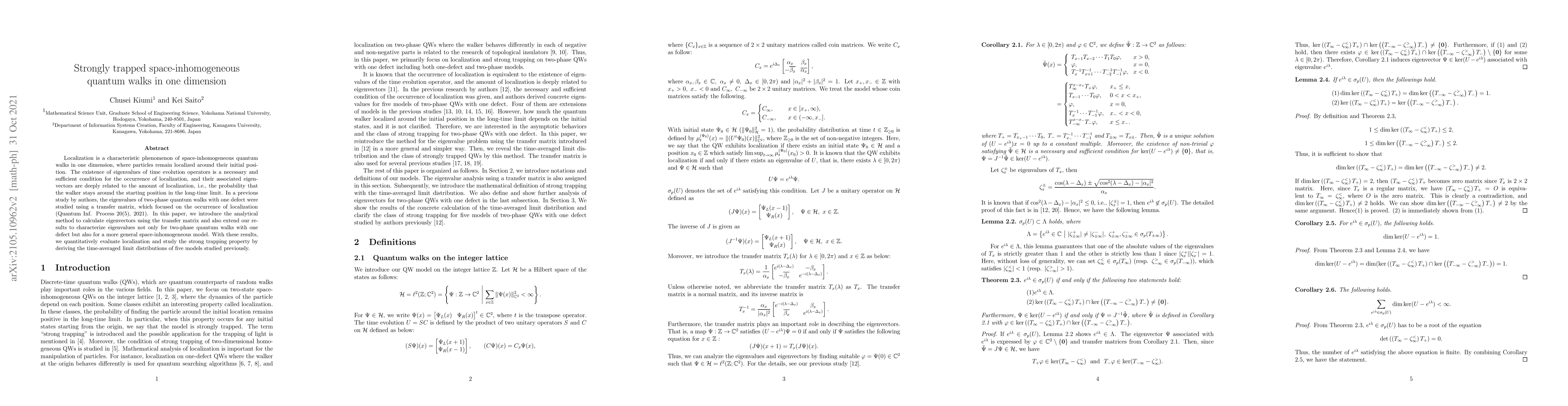 Thumbnail for Strongly trapped space-inhomogeneous quantum walks in one dimension
