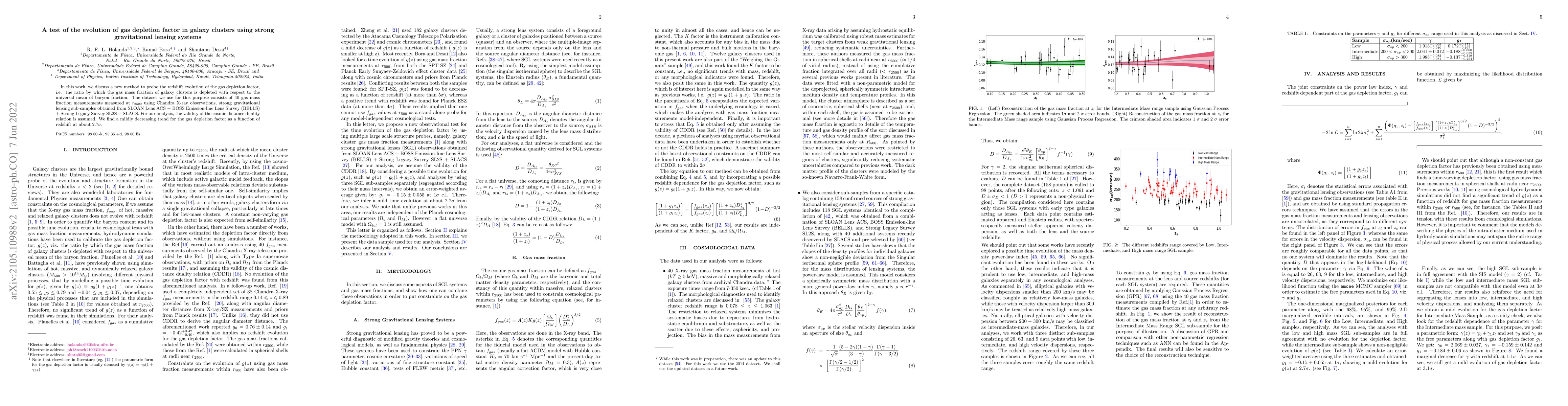 Thumbnail for A test of the evolution of gas depletion factor in galaxy clusters using
  strong gravitational lensing systems