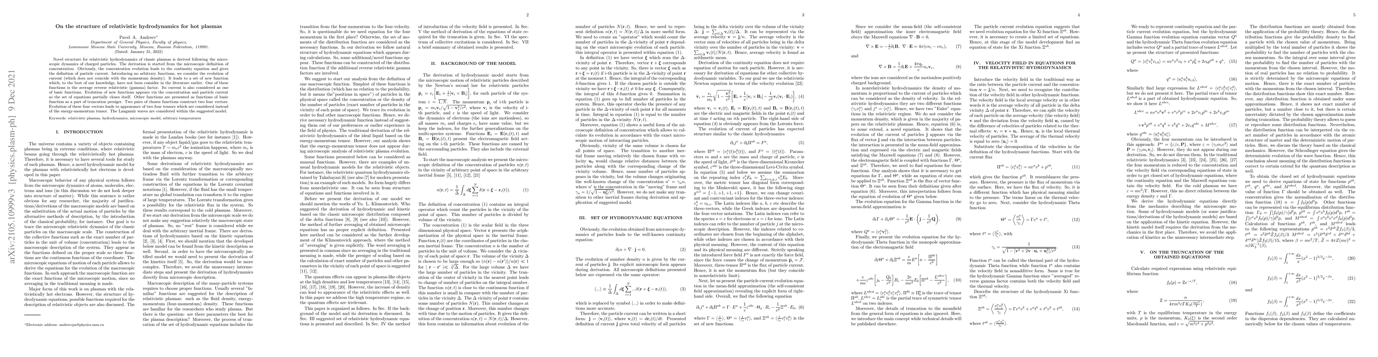 Thumbnail for On the structure of relativistic hydrodynamics for hot plasmas