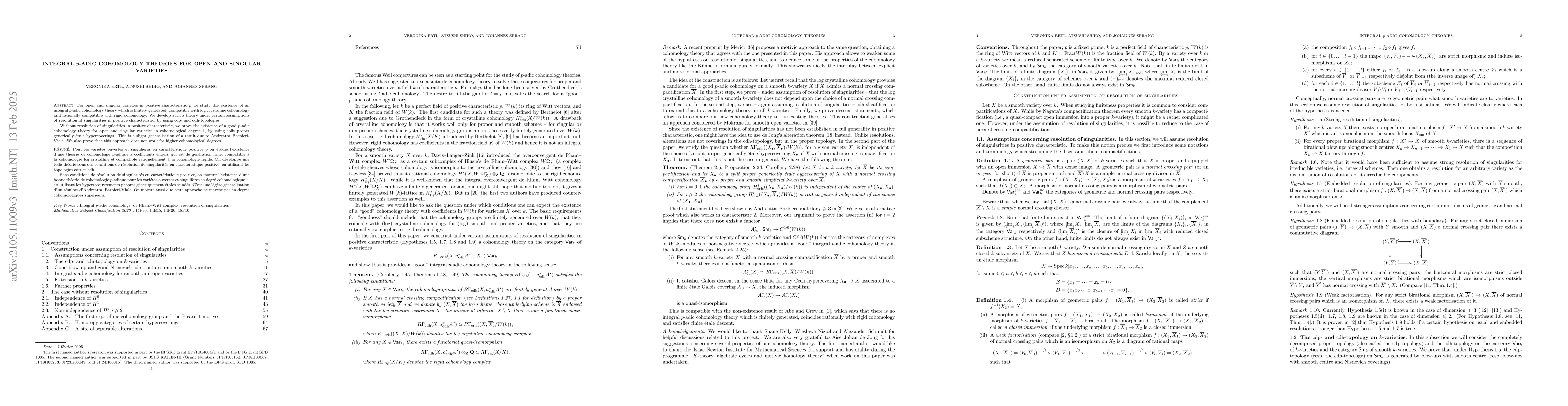 Thumbnail for Integral p-adic cohomology theories for open and singular varieties