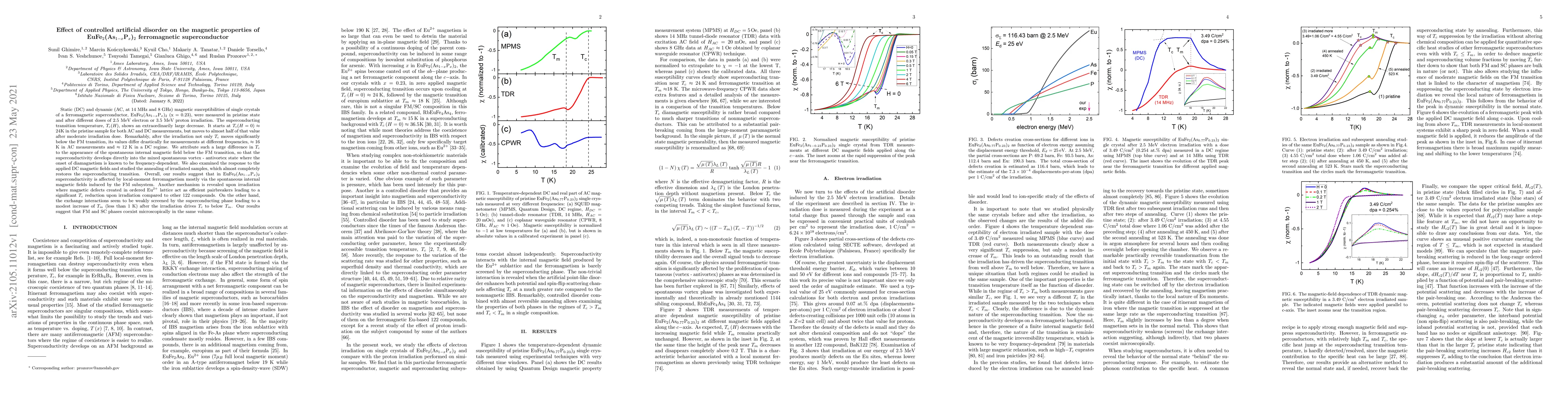 Thumbnail for Effect of controlled artificial disorder on the magnetic properties of
  EuFe$_2$(As$_{1-x}$P$_{x }$)$_2$ ferromagnetic superconductor