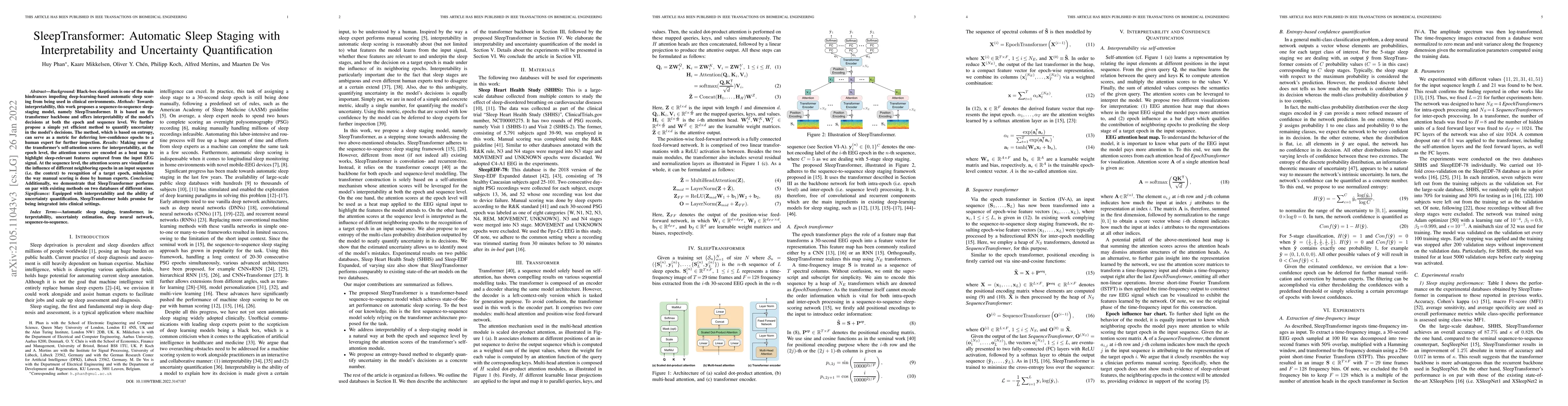 Thumbnail for SleepTransformer: Automatic Sleep Staging with Interpretability and
  Uncertainty Quantification