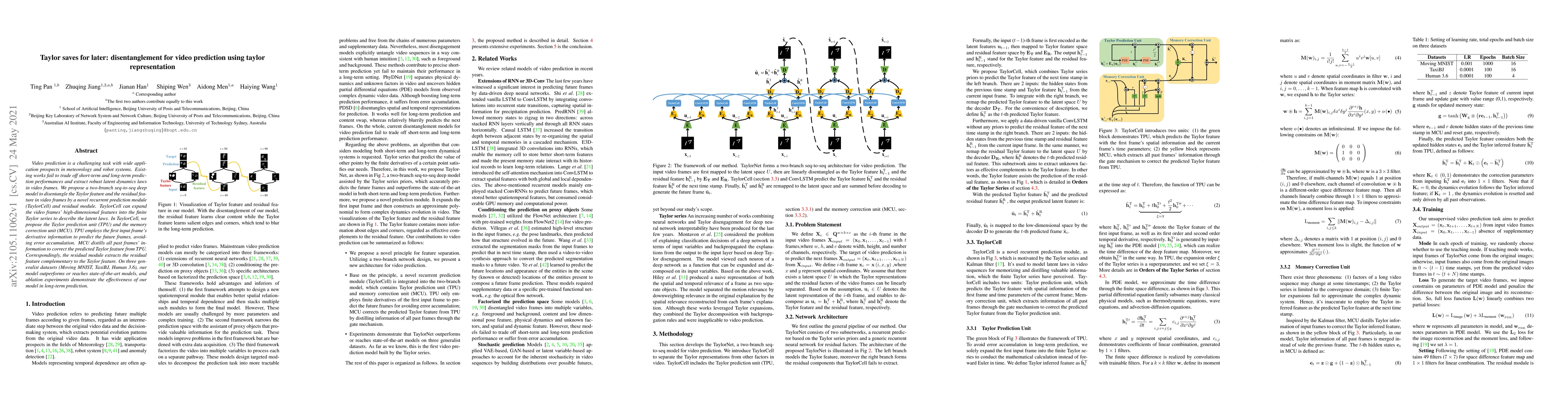 Thumbnail for Taylor saves for later: disentanglement for video prediction using
  Taylor representation