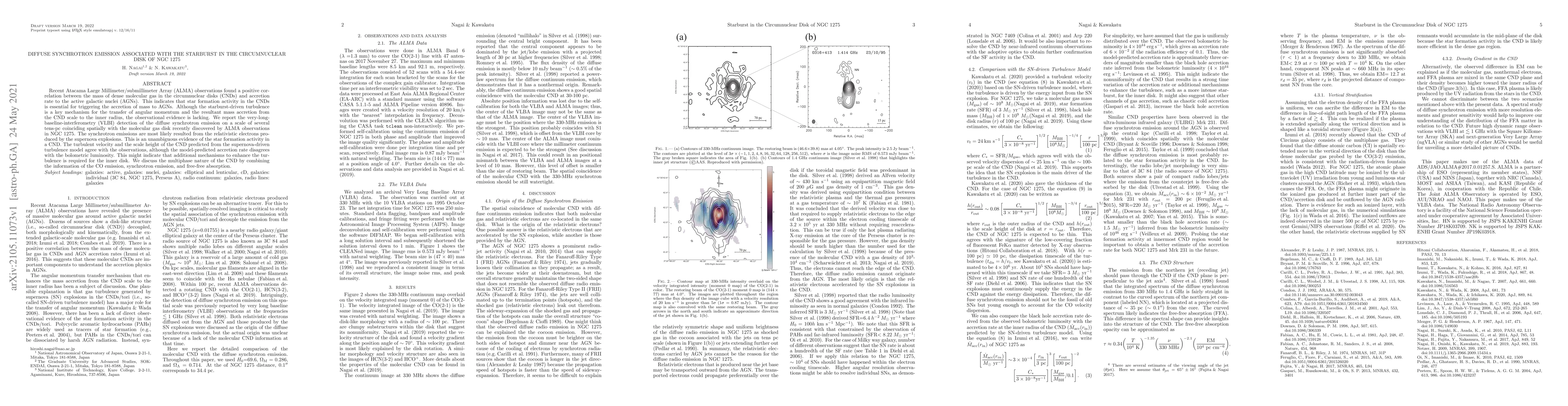 Thumbnail for Diffuse Synchrotron Emission Associated with the Starburst in the
  Circumnuclear Disk of NGC 1275