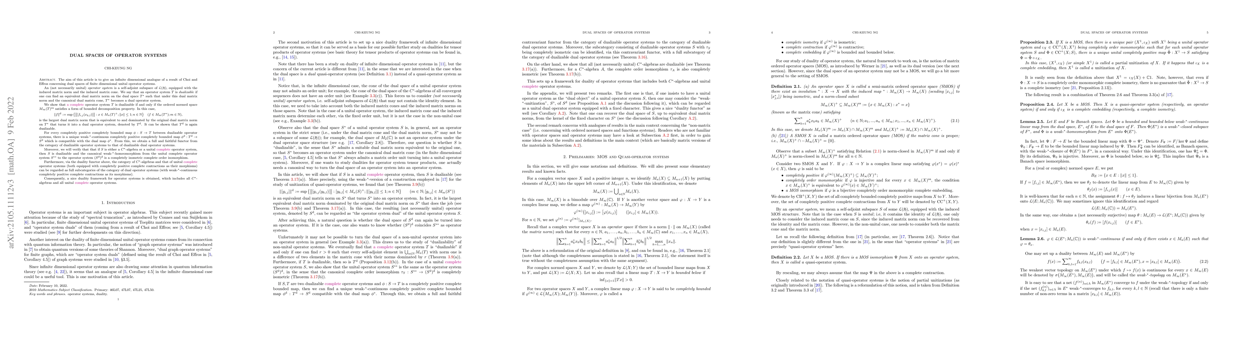 Thumbnail for Dual spaces of operator systems