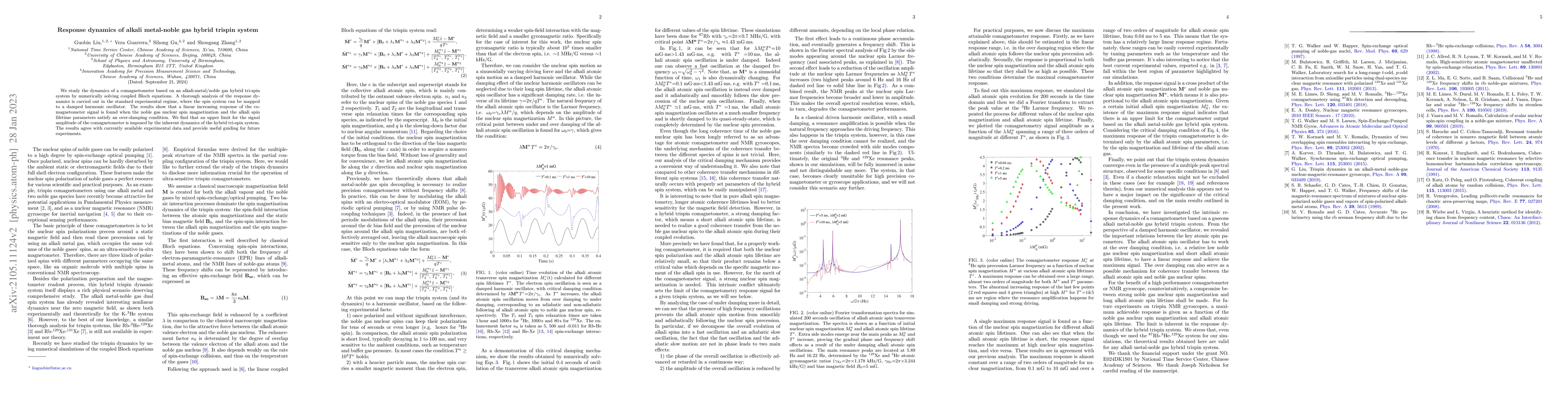 Thumbnail for Response Dynamics of Alkali Metal-Noble Gas Hybrid Trispin System