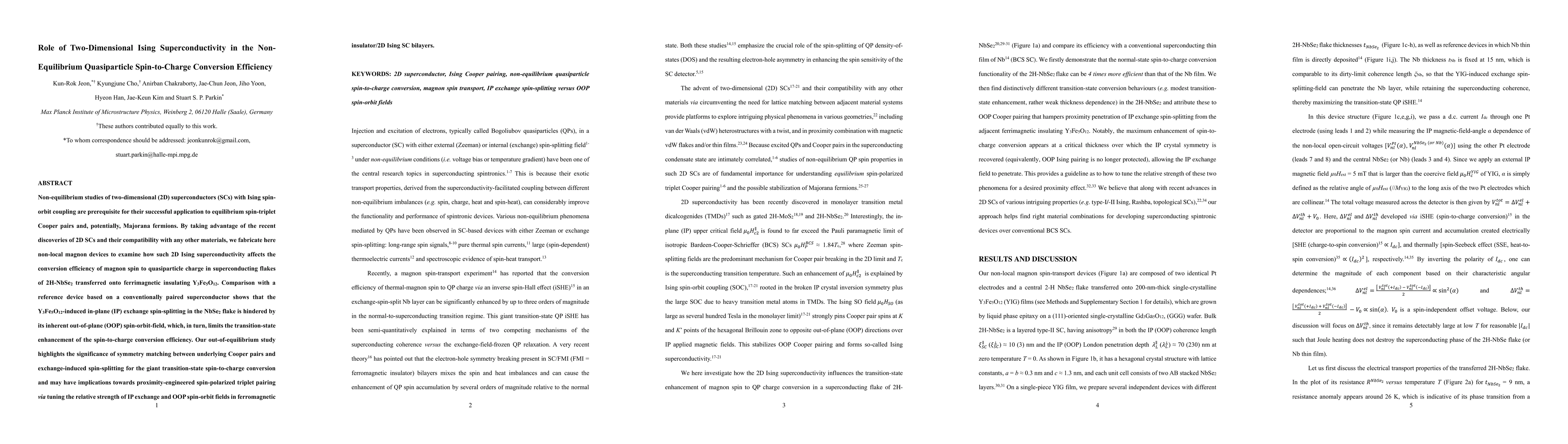 Thumbnail for Role of two-dimensional Ising superconductivity in the non-equilibrium
  quasiparticle spin-to-charge conversion efficiency