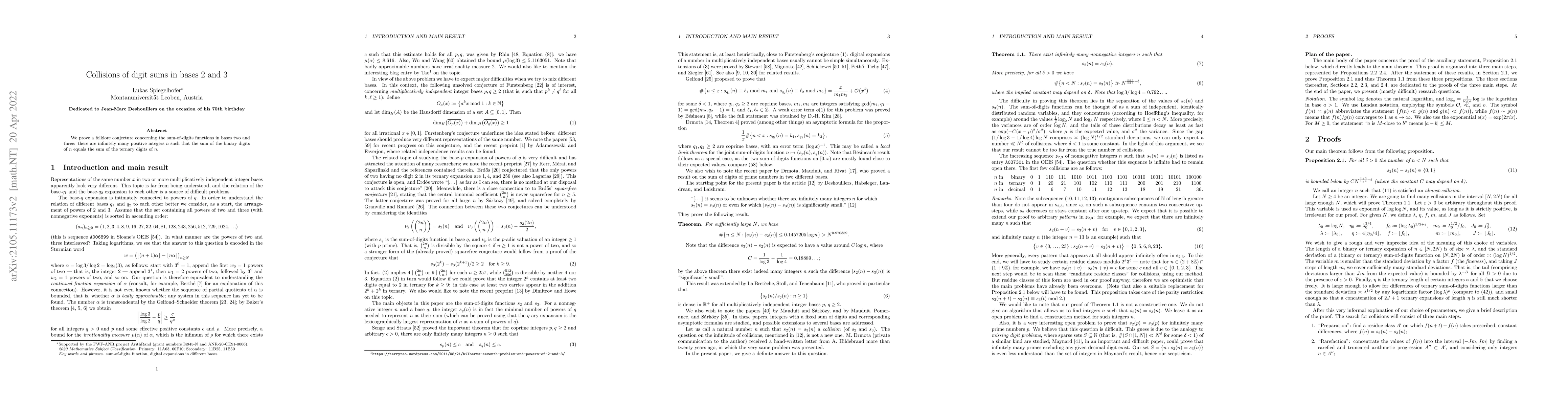 Thumbnail for Collisions of digit sums in bases 2 and 3