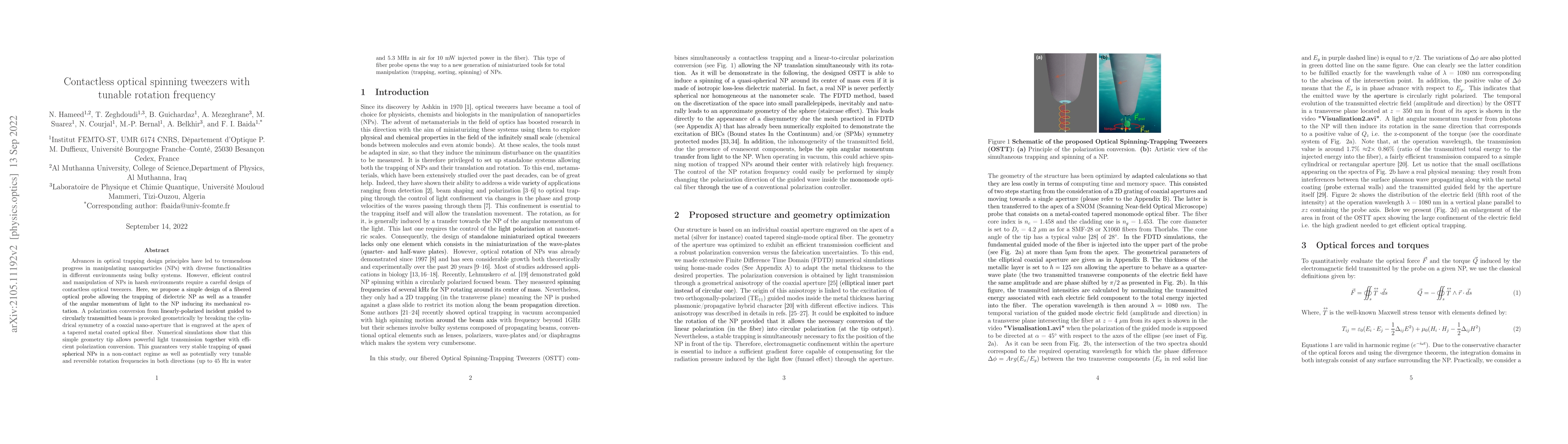 Thumbnail for Contactless optical spinning tweezers with tunable rotation frequency