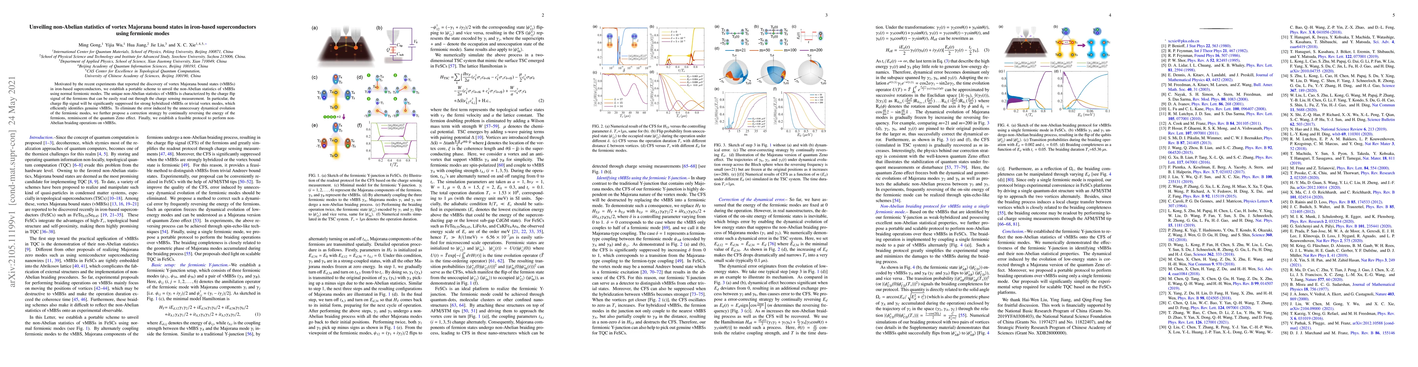 Thumbnail for Unveiling non-Abelian statistics of vortex Majorana bound states in
  iron-based superconductors using fermionic modes